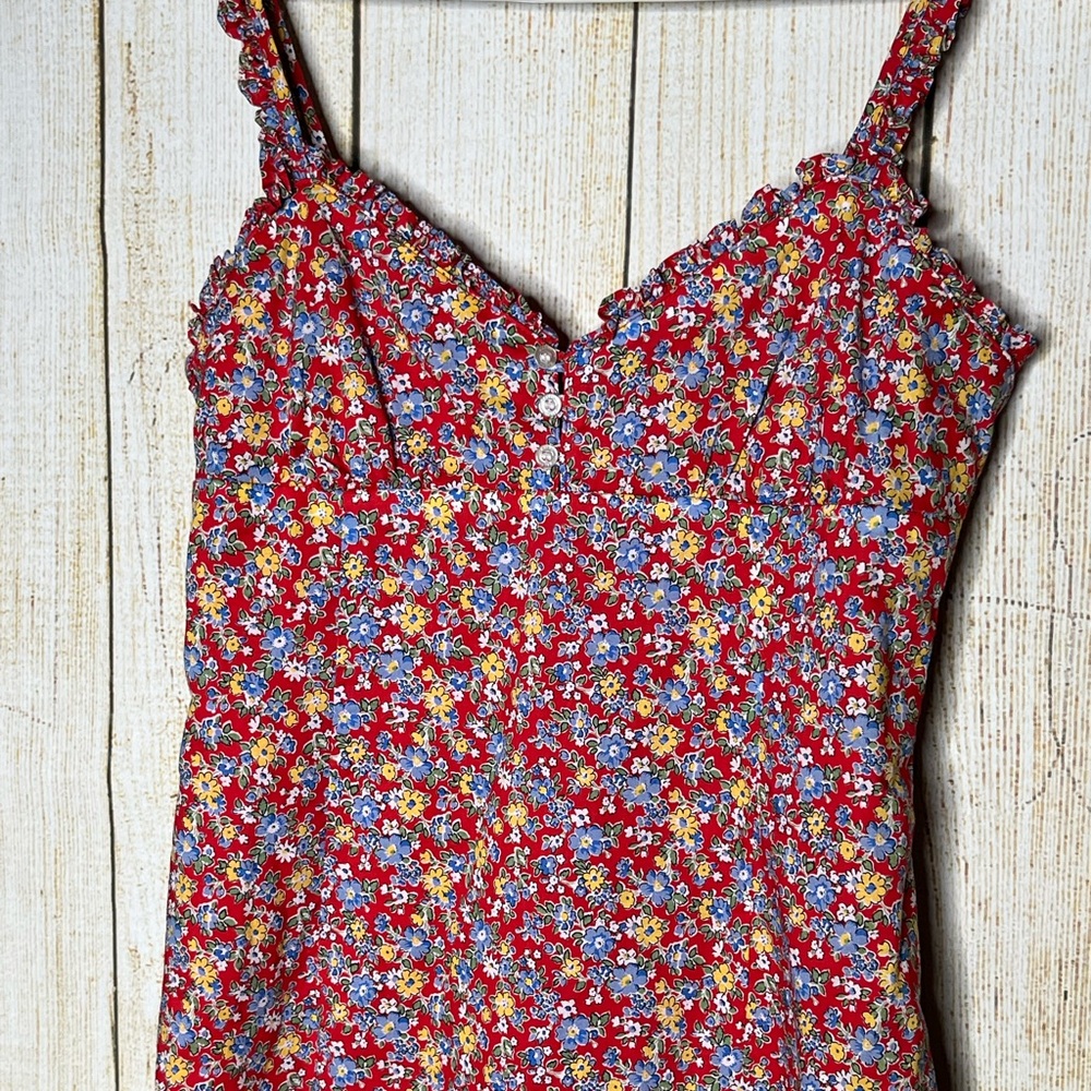 Ralph Lauren Floral Mini Dress - Red and Yellow Ditsy Vintage Size 0